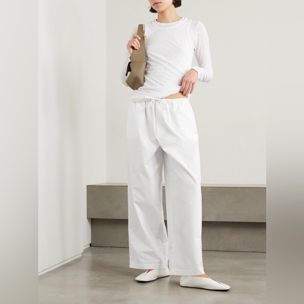White Organic Cotton Poplin Pants (Baserange Kolla Pant)